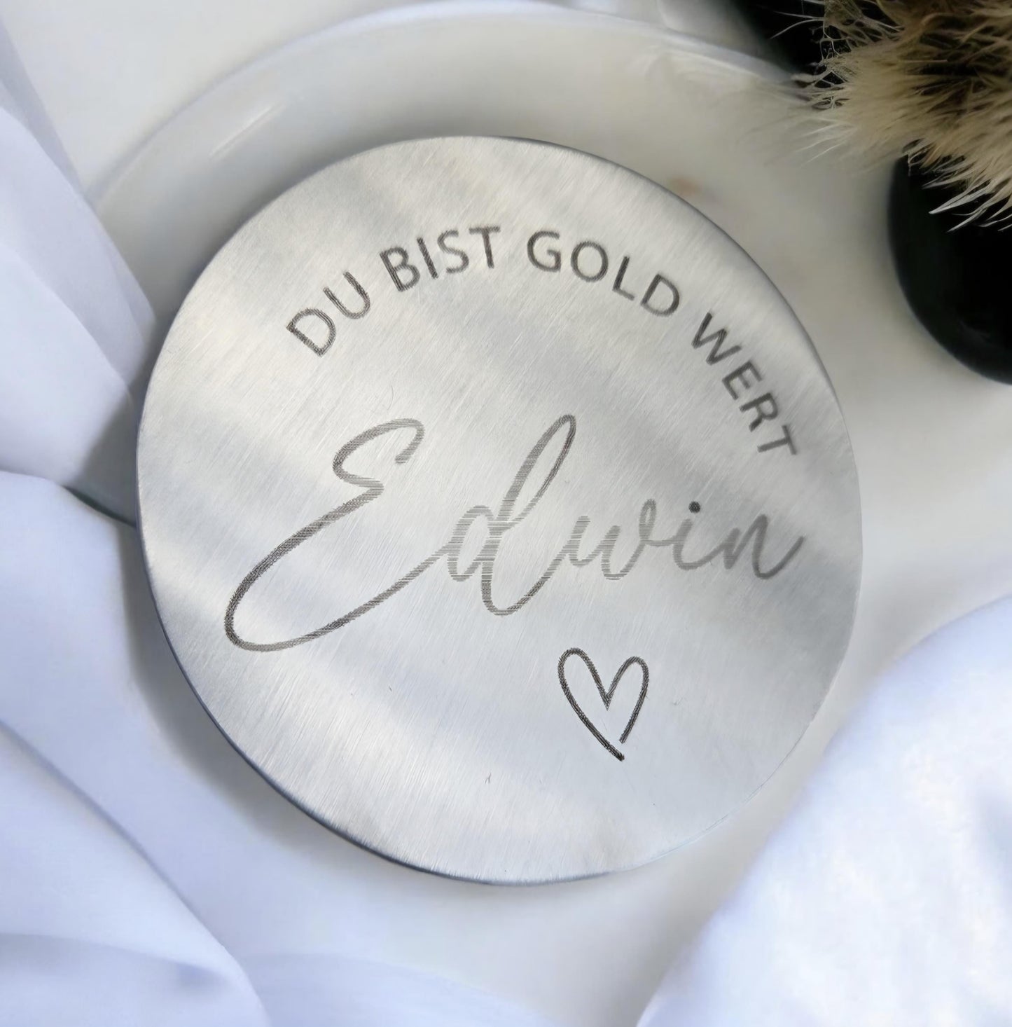 Edelstahl Untersetzer mit Affirmationen, Geschenk für Pfälzer oder Platzkarte