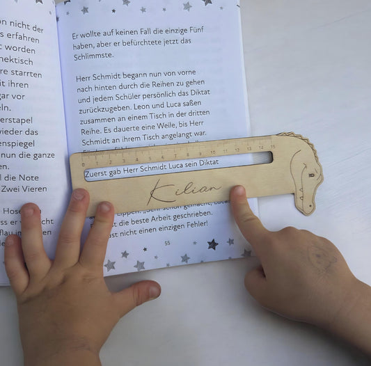 3D Holz Lesehilfe mit Lineal, Geschenk zur Einschulung, Idee für die Schultüte