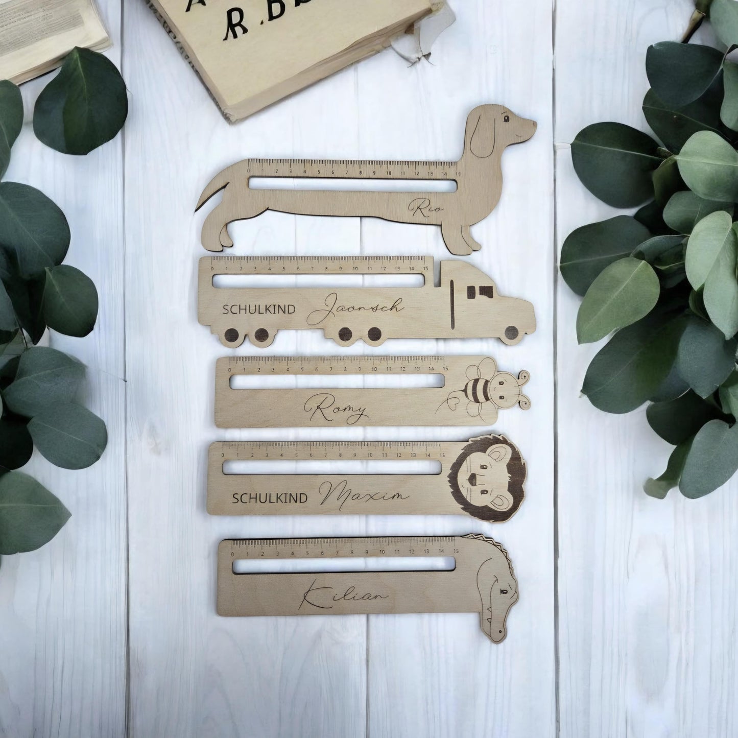 3D Holz Lesehilfe mit Lineal, Geschenk zur Einschulung, Idee für die Schultüte