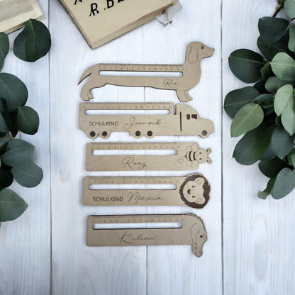 3D Holz Lesehilfe mit Lineal, Geschenk zur Einschulung, Idee für die Schultüte
