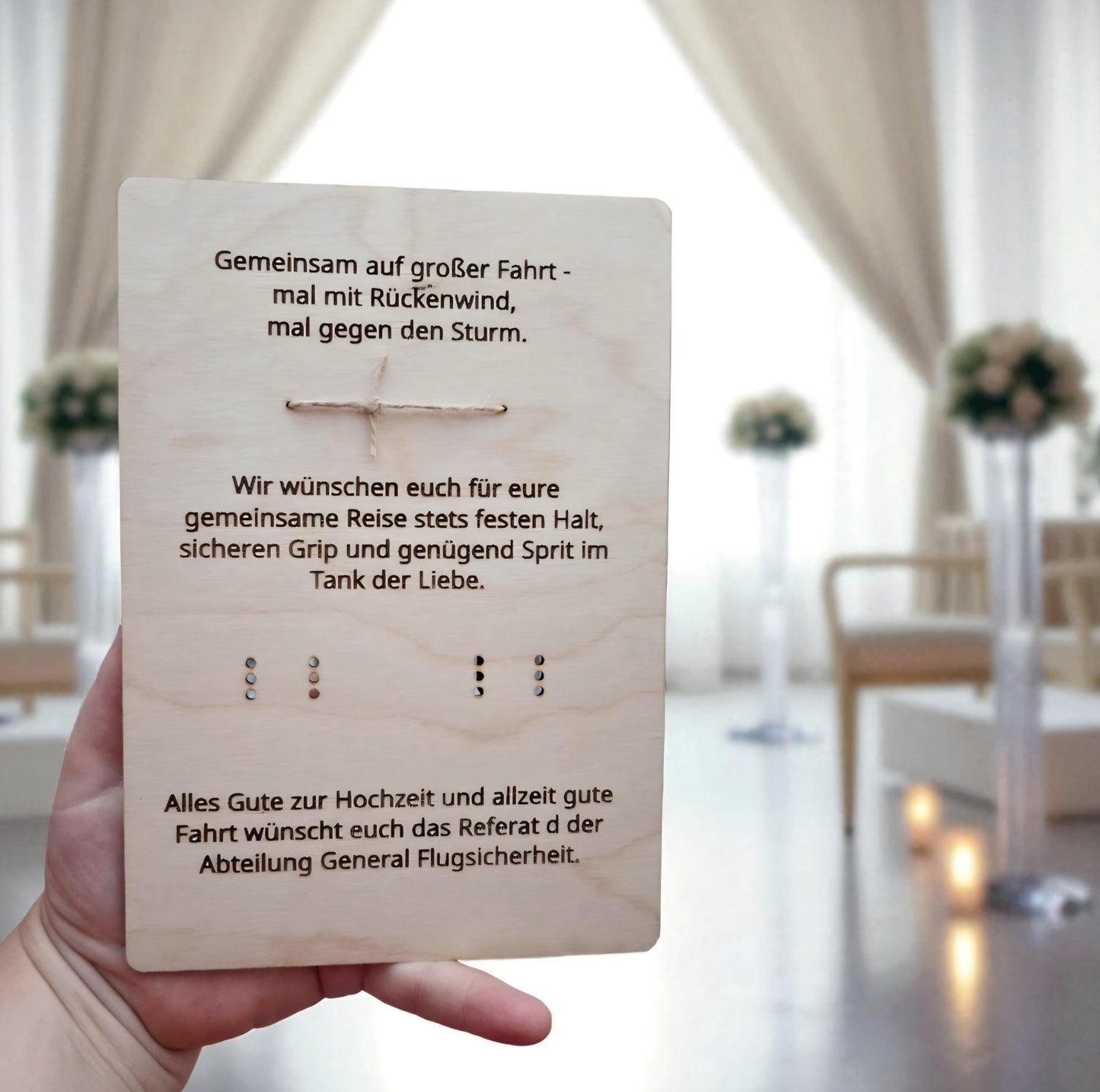 3D Motorrad mit Beiwagen, Geldgeschenk für die Hochzeit, Holz Postkarte für Brautpaar Biker