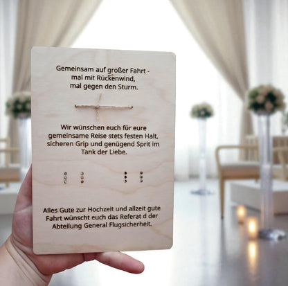 3D Motorrad mit Beiwagen, Geldgeschenk für die Hochzeit, Holz Postkarte für Brautpaar Biker