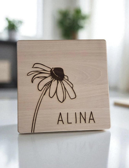 Kinderhocker Sonnenblume aus Buche, Kinder Stuhl, Geschenkidee