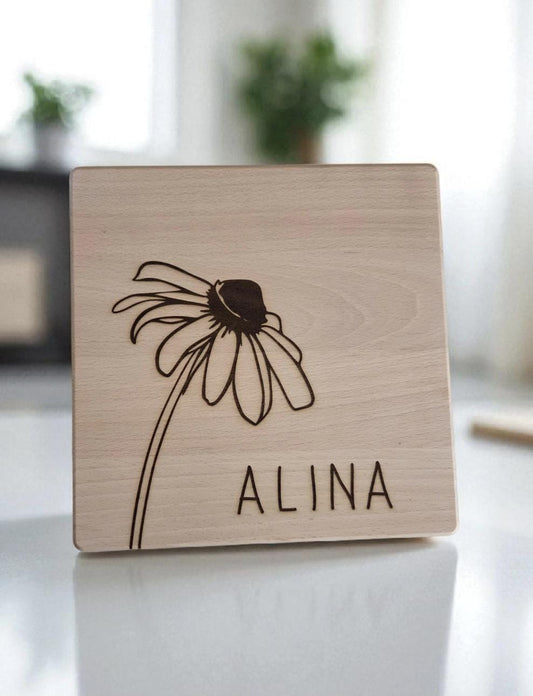 Kinderhocker Sonnenblume aus Buche, Kinder Stuhl, Geschenkidee