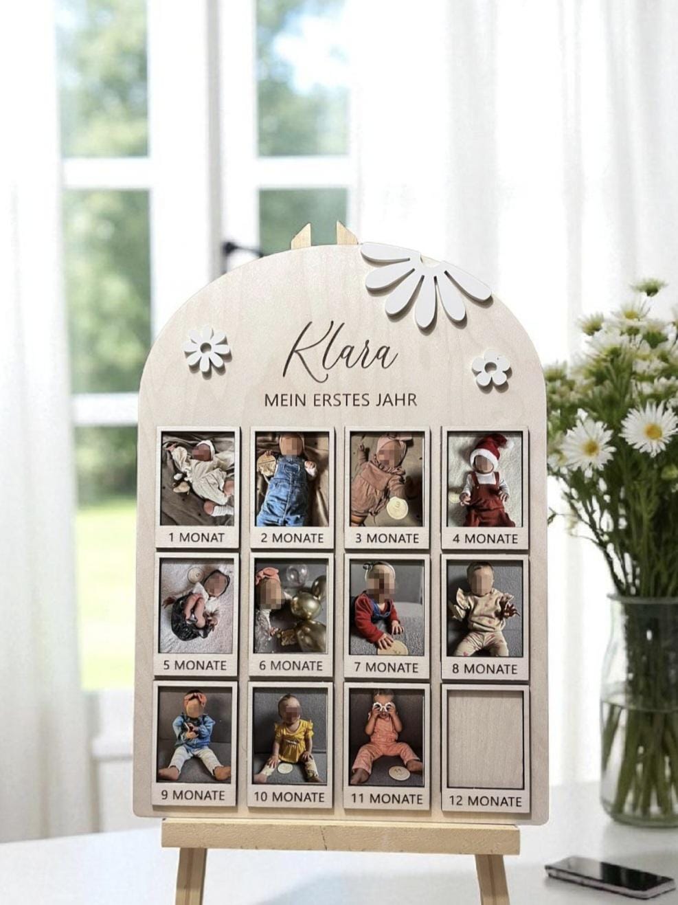 Meilenstein Gänseblümchen Tafel Board Foto Rahmen, Mein erstes Jahr, Dekoration 1. Geburtstag