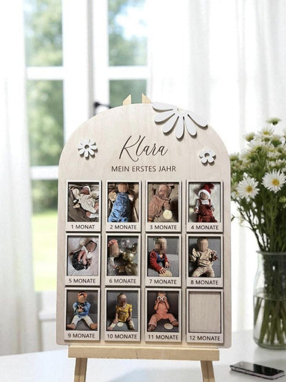 Meilenstein Bär Tafel Board Foto Rahmen, Mein erstes Jahr, Wand Dekoration 1. Geburtstag