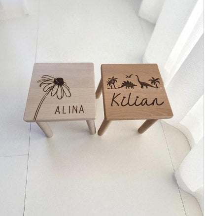 Kinderhocker Sonnenblume aus Buche, Kinder Stuhl, Geschenkidee