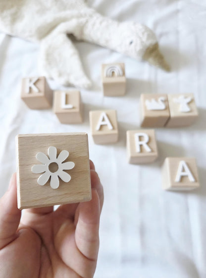 3D Holzwürfel mit Acryl, Dekoration fürs Kinderzimmer, Geschenk zur Geburt