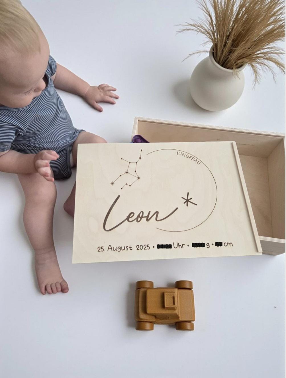 Erinnerungskiste Sternzeichen, Geschenk zur Geburt, Babyparty, Taufe