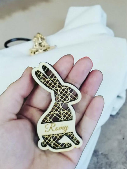 Osteranhänger 3D Rattan Linien Hase, Anhänger für den Osterkorb