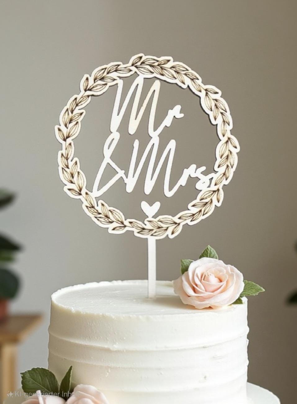 Mr & Mrs Cake Topper Kranz für die Hochzeit, Stecker für Kuchen und Torte