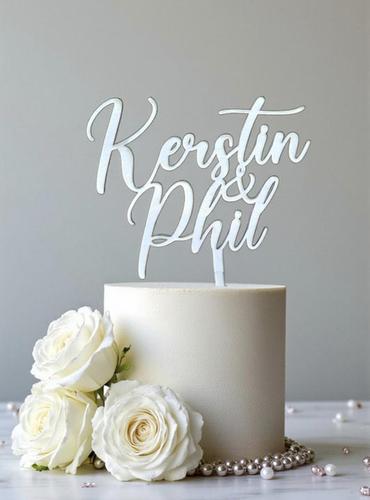 Hochzeit Cake Topper, Tortenstecker mit Namen des Brautpaares