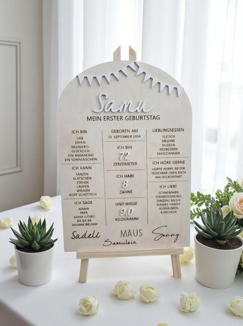 Meilenstein Tafel für den 1. Geburtstag, Party Wanddekoration