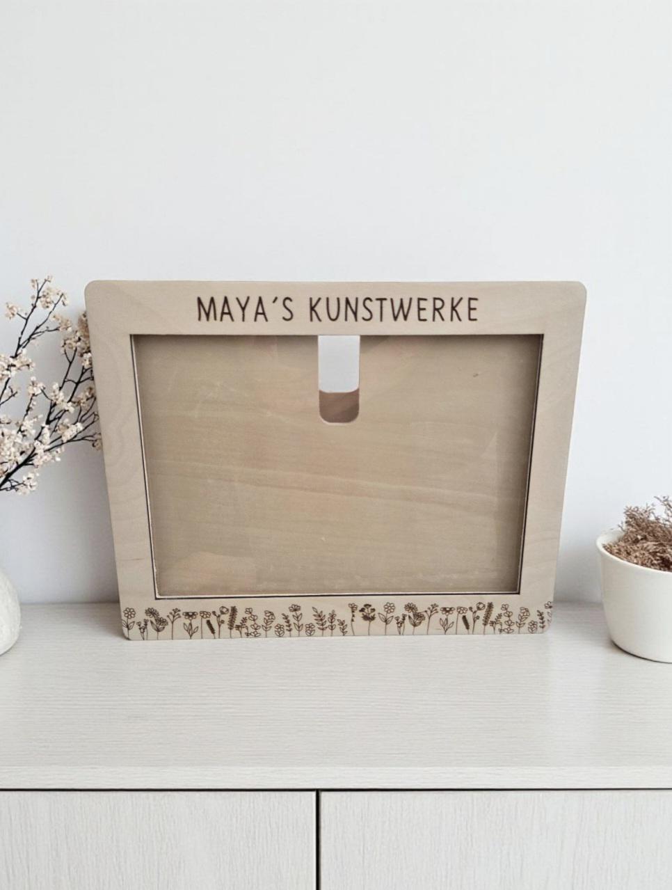 Holz Wechsel Bilderrahmen Blumenwiese, Aufbewahrung DIN A4 Zeichnungen