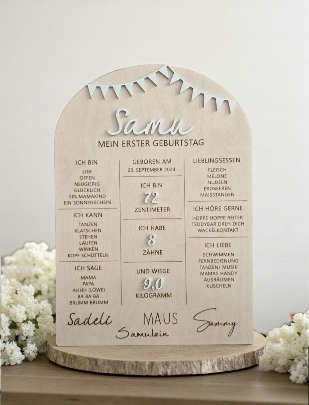 Meilenstein Tafel für den 1. Geburtstag, Party Wanddekoration