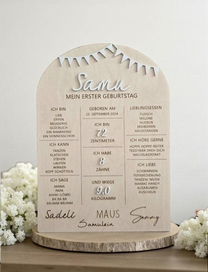 Meilenstein Tafel für den 1. Geburtstag, Party Wanddekoration