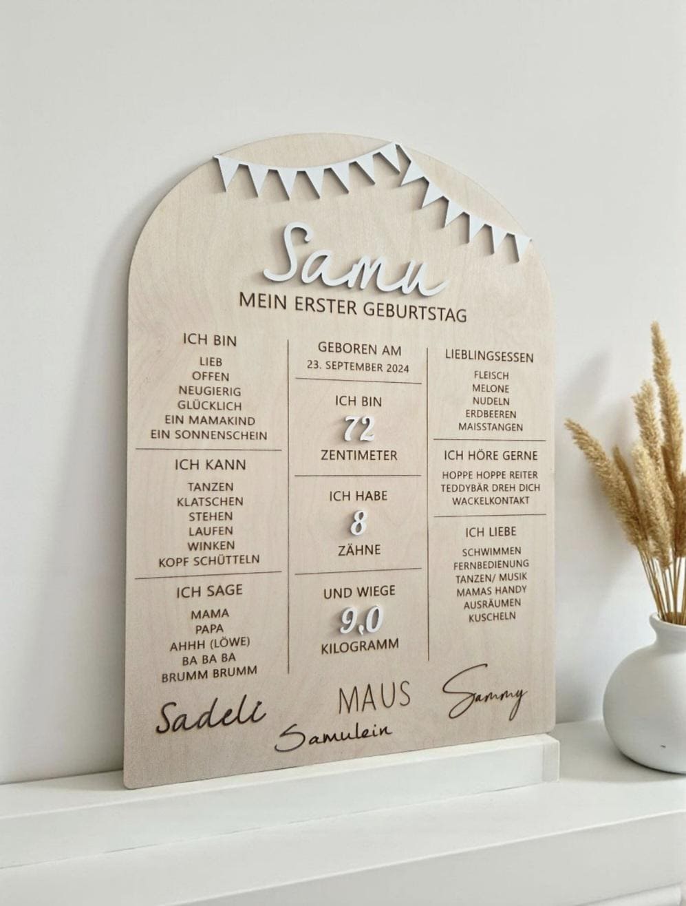 Meilenstein Tafel für den 1. Geburtstag, Party Wanddekoration