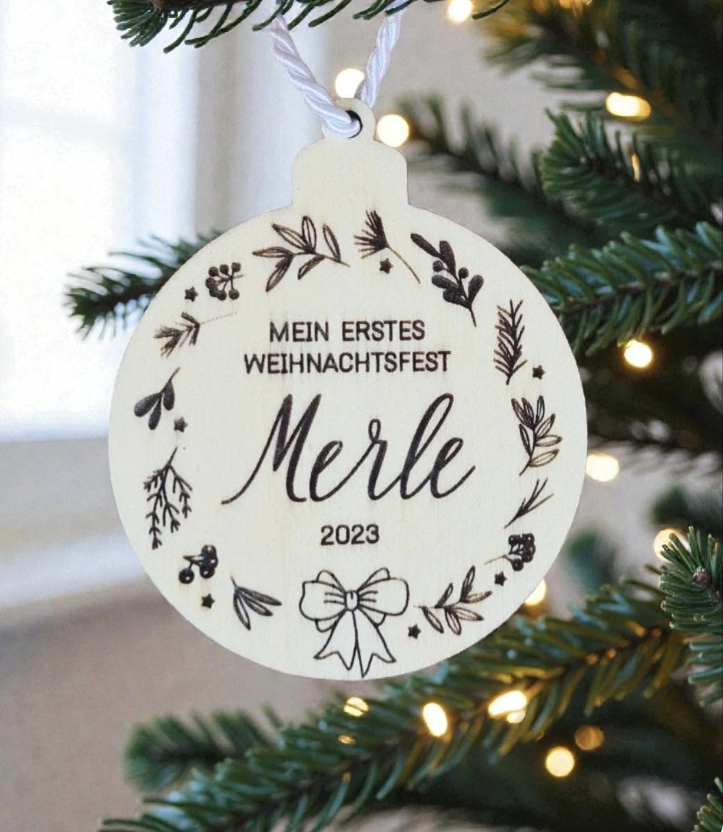 Anhänger für Weihnachten, Mein 1. Weihnachten im Kranz mit Schleife