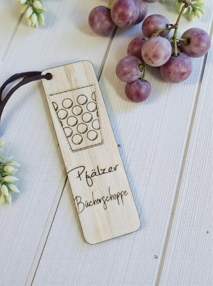 Pfälzer Bücherschoppe mit Dubbeglas Motiv, Lesezeichen für ein Buch für Pfälzer