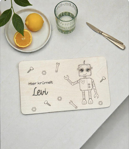 Frühstücksbrett mit süßem Roboter, Vesper- und Schneidebrett