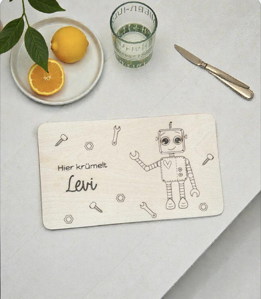 Frühstücksbrett mit süßem Roboter, Vesper- und Schneidebrett