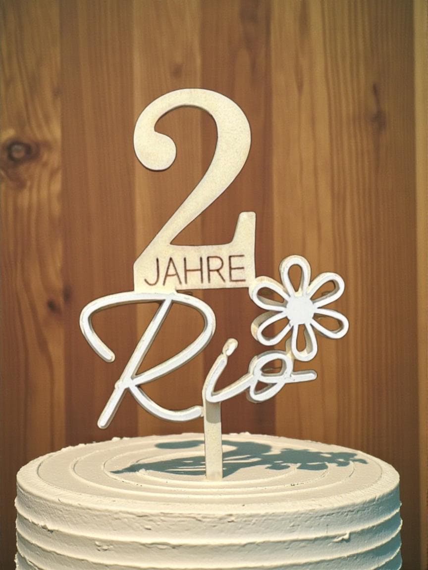 1 Jahr alt mit Name & Gänseblümchen, Cake Topper für den  1.-99. Geburtstag