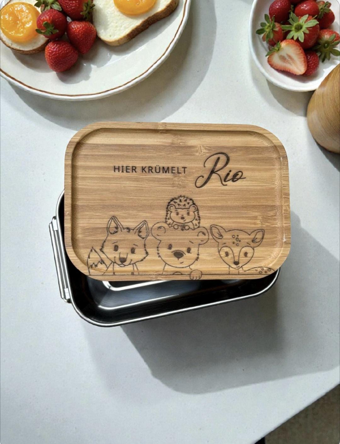 Lunchbox Waldtiere, Brotdose für Picknick, Snacks, Pausenbrot, Frühstück, Geschenk, Schule oder den Kindergarten