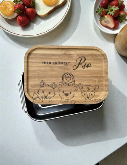 Lunchbox Waldtiere, Brotdose für Picknick, Snacks, Pausenbrot, Frühstück, Geschenk, Schule oder den Kindergarten