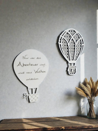 Heißluftballon Holz Dekoration im Kinderzimmer, Boho neutral