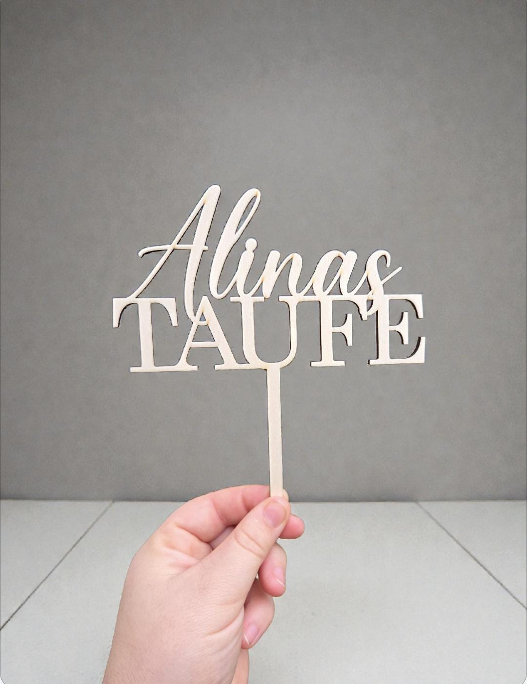 Cake Topper Taufe mit Name, festlicher Kuchenstecker
