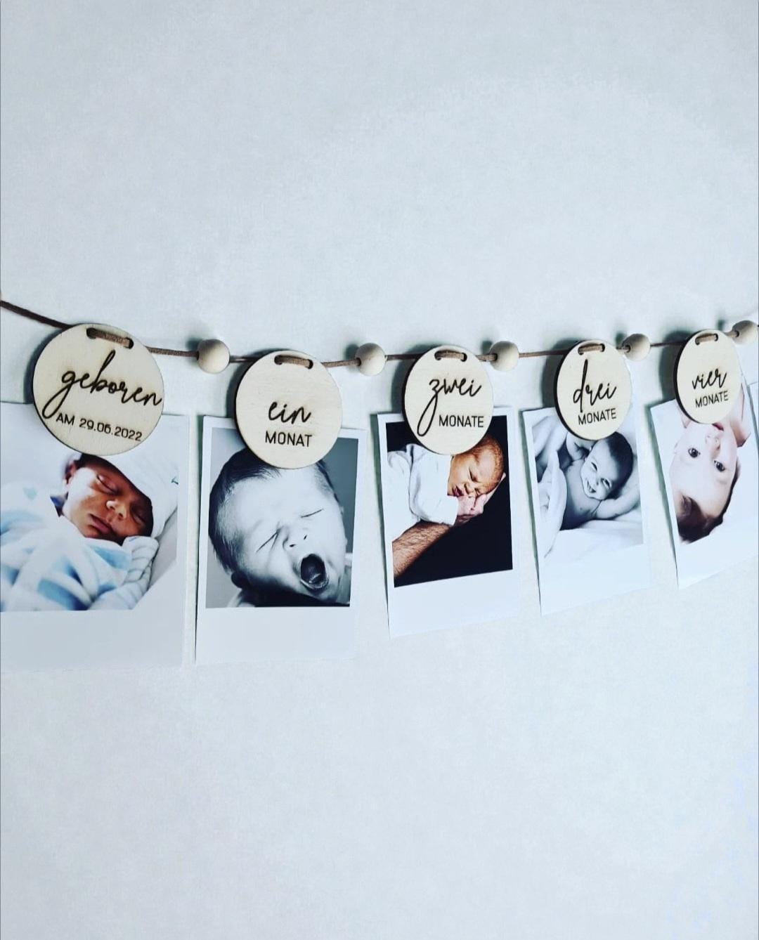 Girlande 0 - 12 Monate mit Tieren & Foto Banner, DIY Wanddekoration für den 1. Geburtstag