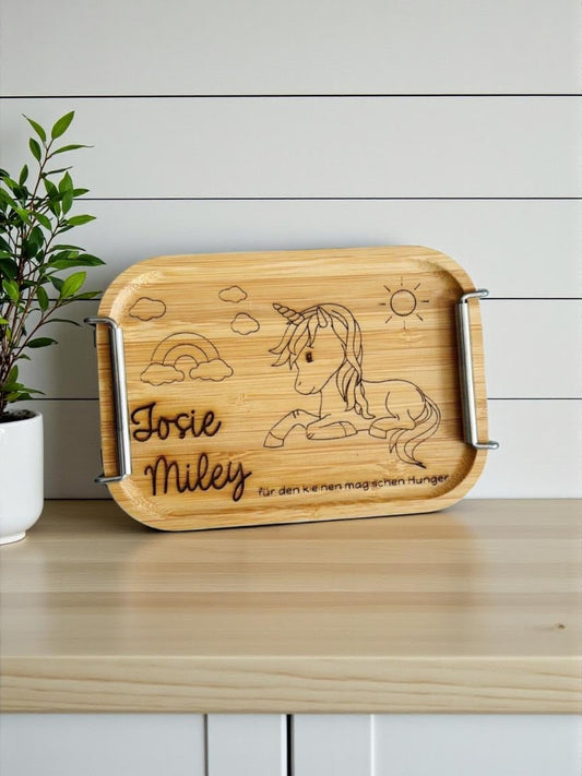 Lunchbox süßes Einhorn, Brotdose für Einschulung, Kindergarten, Schule, Snacks, Picknick, Frühstück oder als Geschenk
