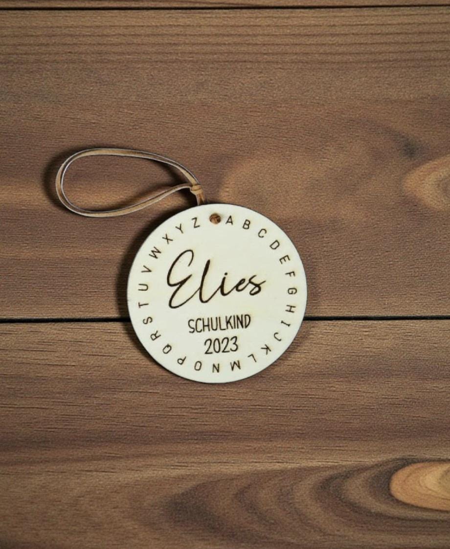 ABC Schultüten Anhänger aus Holz mit Alphabet Buchstaben, Geschenk zur Einschulung