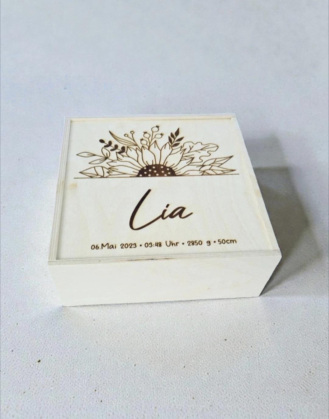 Erinnerungskiste Sonnenblume, Geschenk zur Geburt, Taufe, Hochzeit, Babyparty