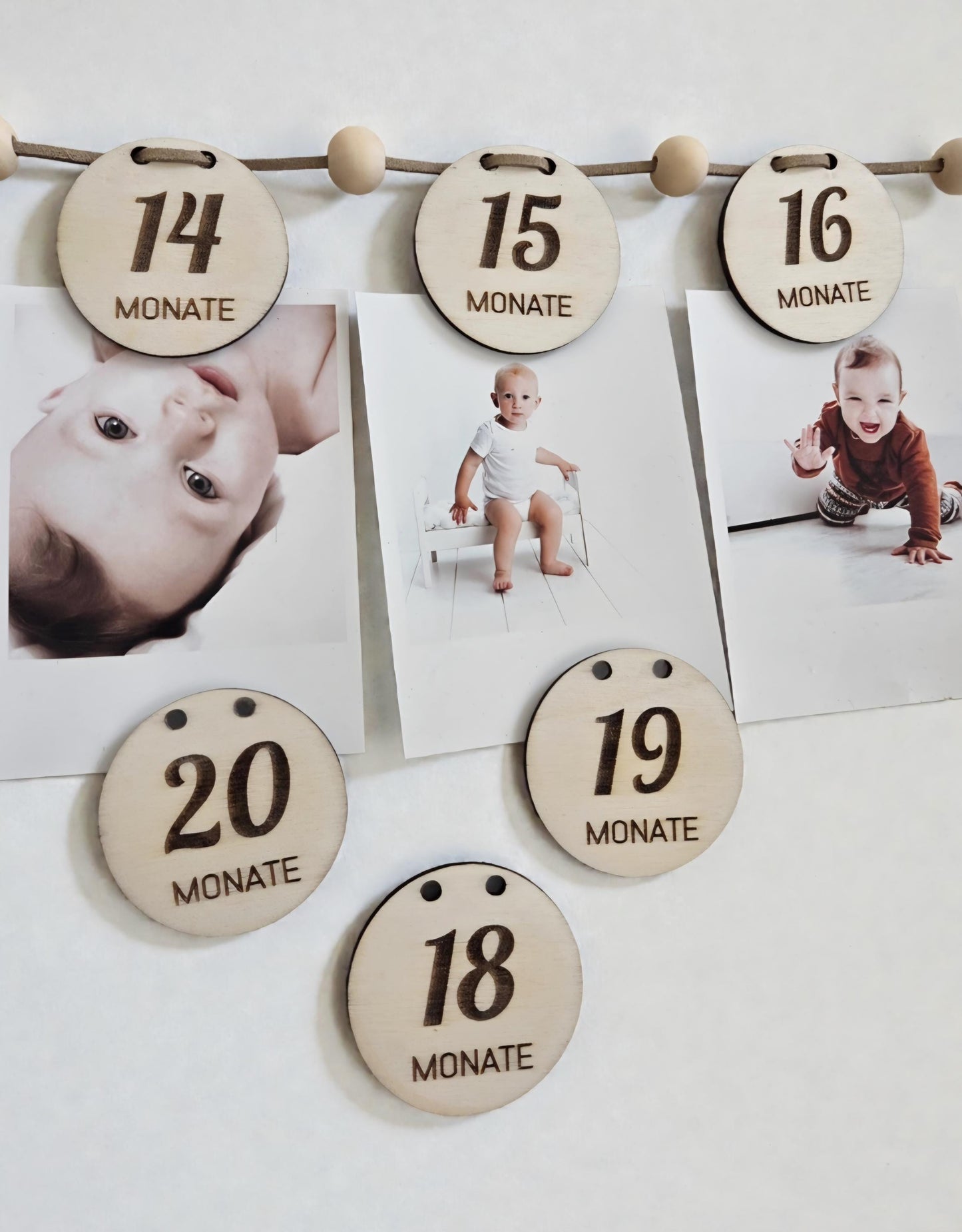 Girlande 13 - 24 Monate mit Tier Motiven, DIY Wanddekoration & Foto Banner für den 2. Geburtstag