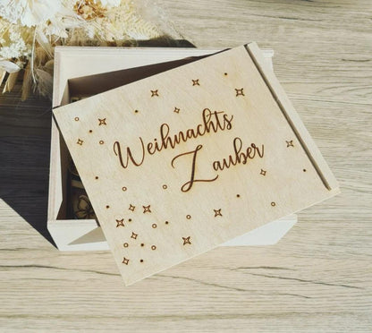 Aufbewahrung Holzkiste Weihnachtszauber mit Acryl & Holz, Kleinteile für Weihnachten