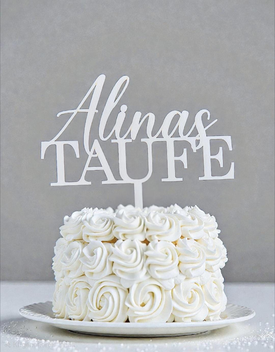 Cake Topper Taufe mit Name, festlicher Kuchenstecker