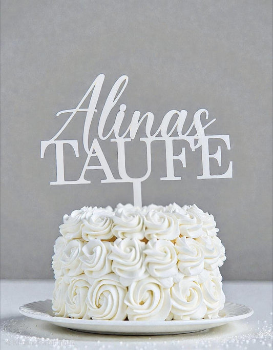 Cake Topper Taufe mit Name, festlicher Kuchenstecker