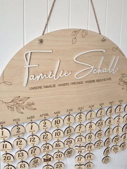 3D Holz Familien Geburtstagskalender, Kalender für das ganze Jahr