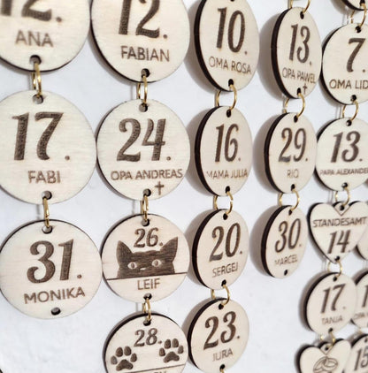 3D Holz Familien Geburtstagskalender, Kalender für das ganze Jahr