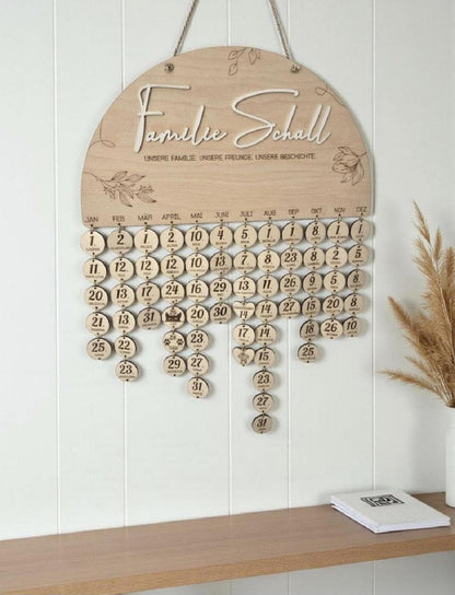 3D Holz Familien Geburtstagskalender, Kalender für das ganze Jahr