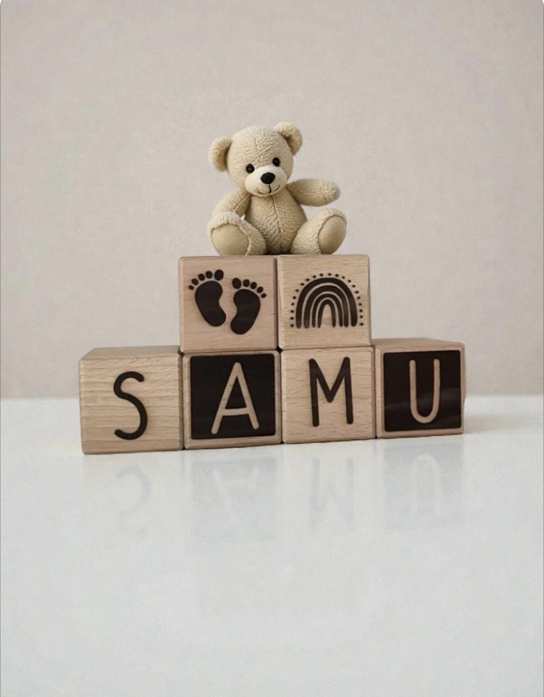 Holzwürfel Black White, Dekoration & Spielzeug Kinderzimmer, Geschenk zur Geburt