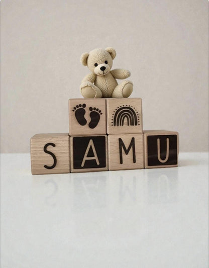 Holzwürfel Black White, Dekoration & Spielzeug Kinderzimmer, Geschenk zur Geburt