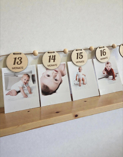 Girlande 13 - 24 Monate mit Tier Motiven, DIY Wanddekoration & Foto Banner für den 2. Geburtstag