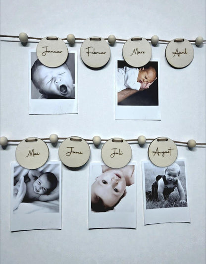 Girlande Januar - Dezember, DIY Wanddekoration & Foto Banner für jeden Geburtstag