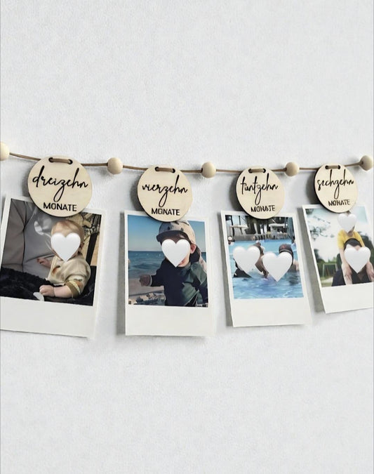 Girlande 13 - 24 Monate mit Tier Motiven, DIY Wanddekoration & Foto Banner für den 2. Geburtstag