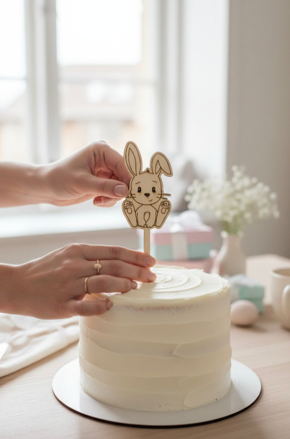 Cake Topper Hase zu Ostern, Stecker für Blumen oder die Torte