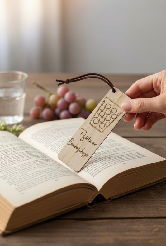 Pfälzer Bücherschoppe mit Dubbeglas Motiv, Lesezeichen für ein Buch für Pfälzer